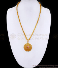 Elegant Floral Design Ad Stone Dollar With Gold Plated Chain BGDR1446