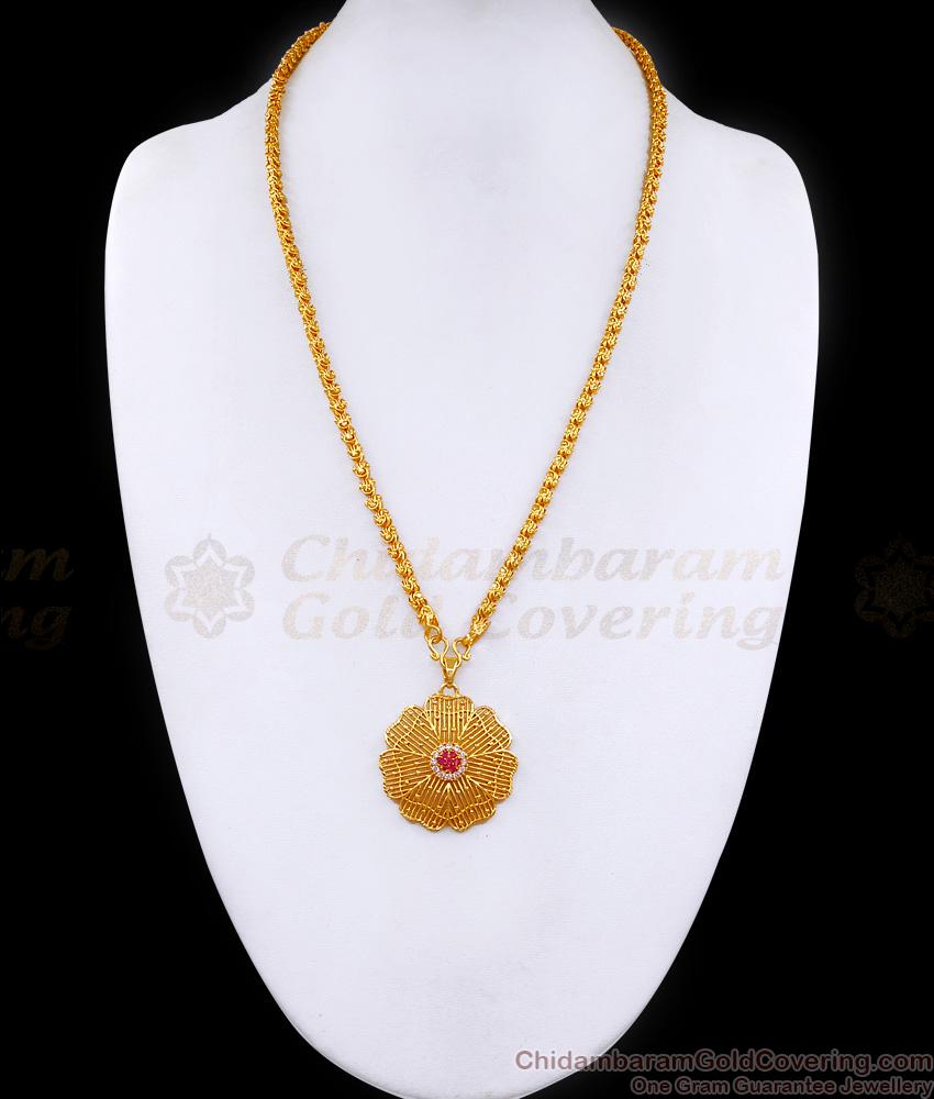 Elegant Floral Design Ad Stone Dollar With Gold Plated Chain BGDR1446 Elegant Floral Design Ad Stone Dollar With Gold Plated Chain BGDR1446