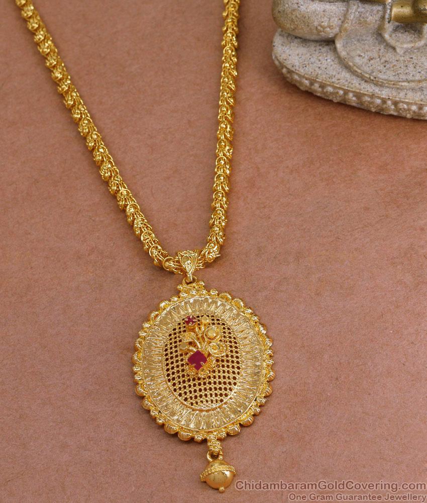 Premium Quality Bollywood Design Gold Plated Dollar Chain With Ruby Stone BGDR1449