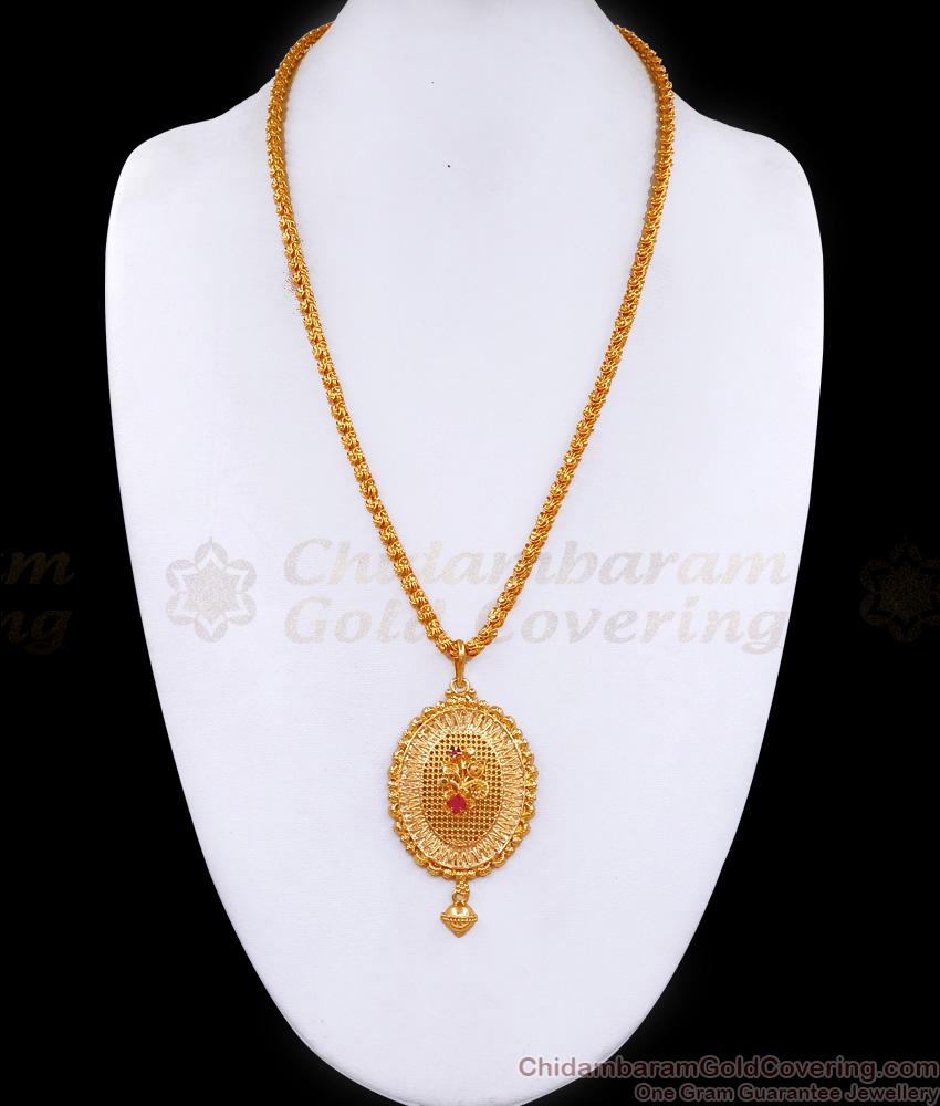 Premium Quality Bollywood Design Gold Plated Dollar Chain With Ruby Stone BGDR1449