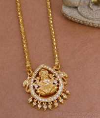 Full White Stone Impon Panchaloha Dollar Chain Lakshmi Design BGDR1451