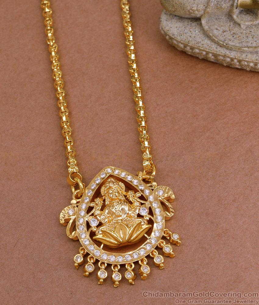 Full White Stone Impon Panchaloha Dollar Chain Lakshmi Design BGDR1451 Full White Stone Impon Panchaloha Dollar Chain Lakshmi Design BGDR1451