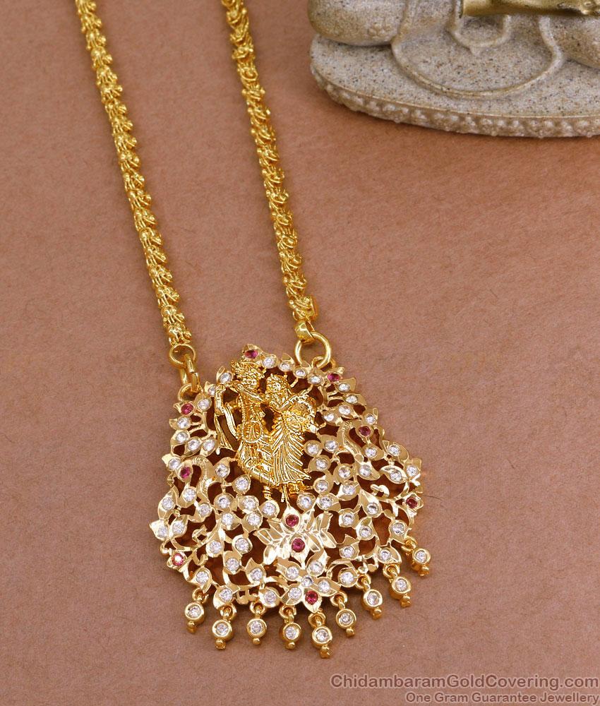 36 Inch Very Long Radha Krishna Impon Dollar Chain With Stone For Brides BGDR1454-Xlg 36 Inch Very Long Radha Krishna Impon Dollar Chain With Stone For Brides BGDR1454-Xlg