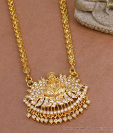 30 Inch Long Beautiful Lotus Design Impon Dollar Chain With Lakshmi Motiff BGDR1458-Lg