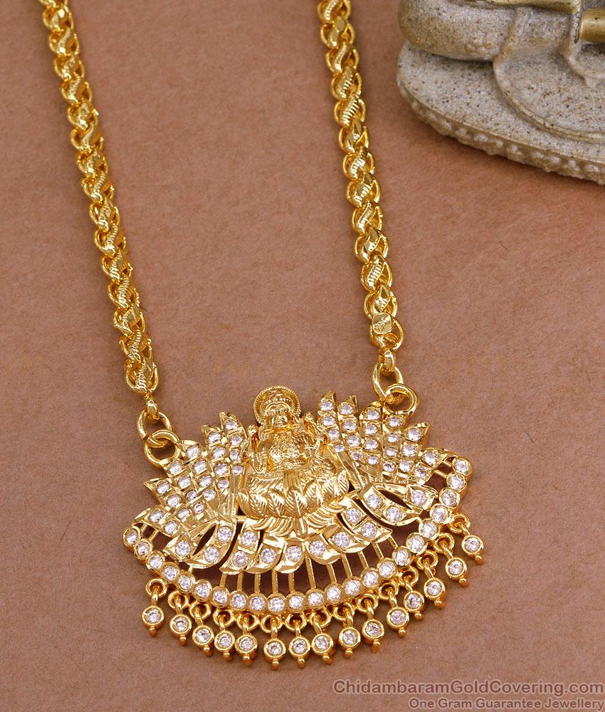 30 Inch Long Beautiful Lotus Design Impon Dollar Chain With Lakshmi Motiff BGDR1458-Lg 30 Inch Long Beautiful Lotus Design Impon Dollar Chain With Lakshmi Motiff BGDR1458-Lg