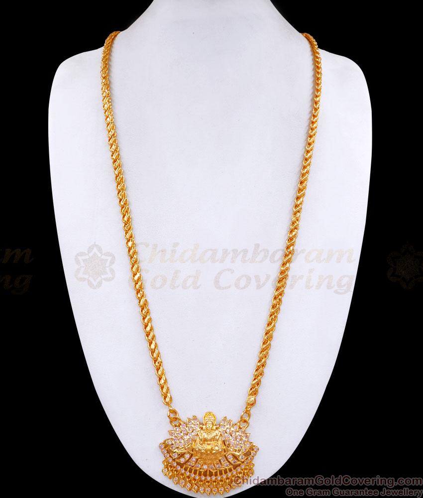 30 Inch Long Beautiful Lotus Design Impon Dollar Chain With Lakshmi Motiff BGDR1458-Lg 30 Inch Long Beautiful Lotus Design Impon Dollar Chain With Lakshmi Motiff BGDR1458-Lg