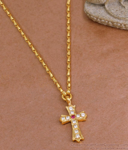 Traditional Impon Panchaloha Christian Cross Pendant With Wheat