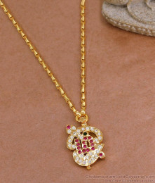 Multi Stone Impon Om Vel Dollar Chain 1 Gram Gold Jewelry BGDR1471