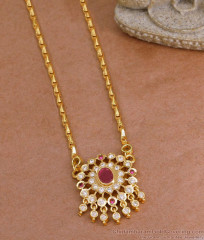 Simple Ruby Stone Impon Dollar Wheat Chain For Daily Wear BGDR1475