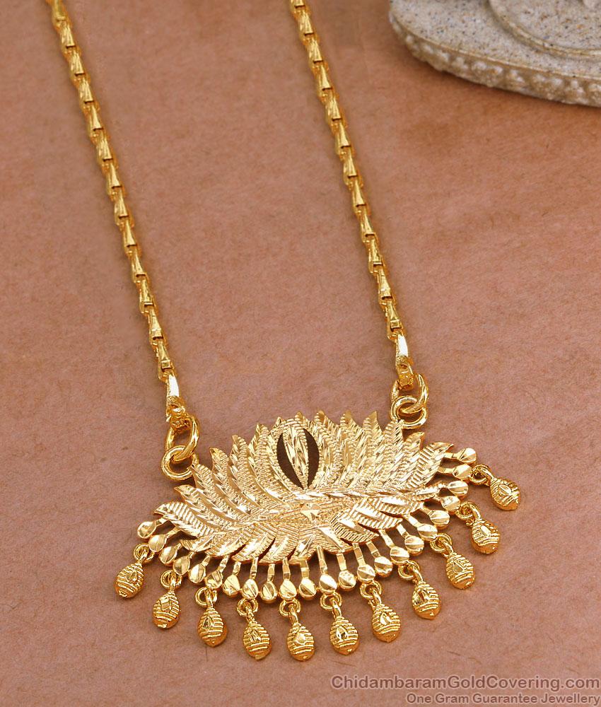Pure Micro Gold Plated Medium Size Lotus Dollar Chain For Women BGDR1477