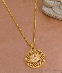 Single Amethyst Stone Gold Imitation Round Dollar Chain For Women BGDR1485