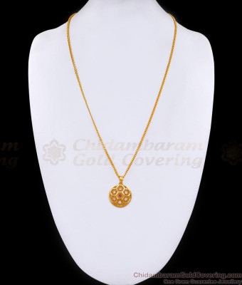Small Geometric Design Stone Dollar With Gold Plated Chain BGDR1486