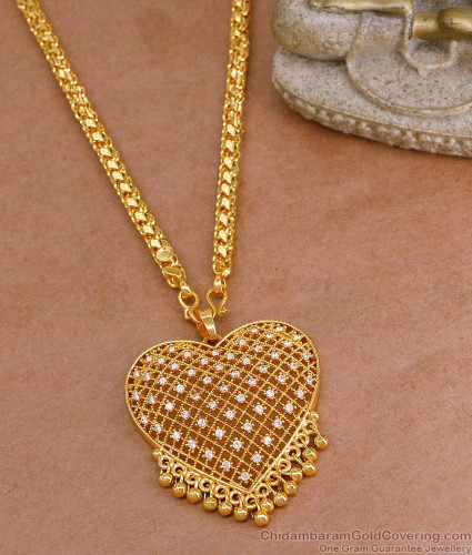 30 Inch Long Big Heart Shaped Stone Dollar With S Cut Chain BGDR1488-Lg