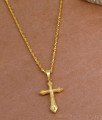 Buy Pure Gold Tone Christian Cross Chain Necklace Online BGDR1491 Buy Pure Gold Tone Christian Cross Chain Necklace Online BGDR1491