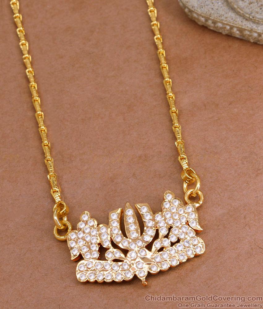 Regular Wear White Stone Namam And Sangu Design Dollar Chain BGDR1498 Regular Wear White Stone Namam And Sangu Design Dollar Chain BGDR1498
