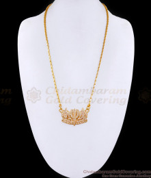 Regular Wear White Stone Namam And Sangu Design Dollar Chain BGDR1498