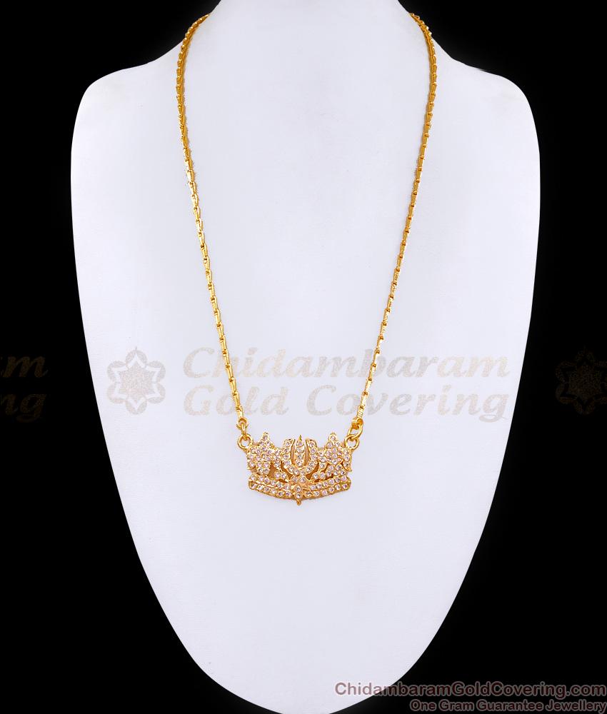 Regular Wear White Stone Namam And Sangu Design Dollar Chain BGDR1498 Regular Wear White Stone Namam And Sangu Design Dollar Chain BGDR1498