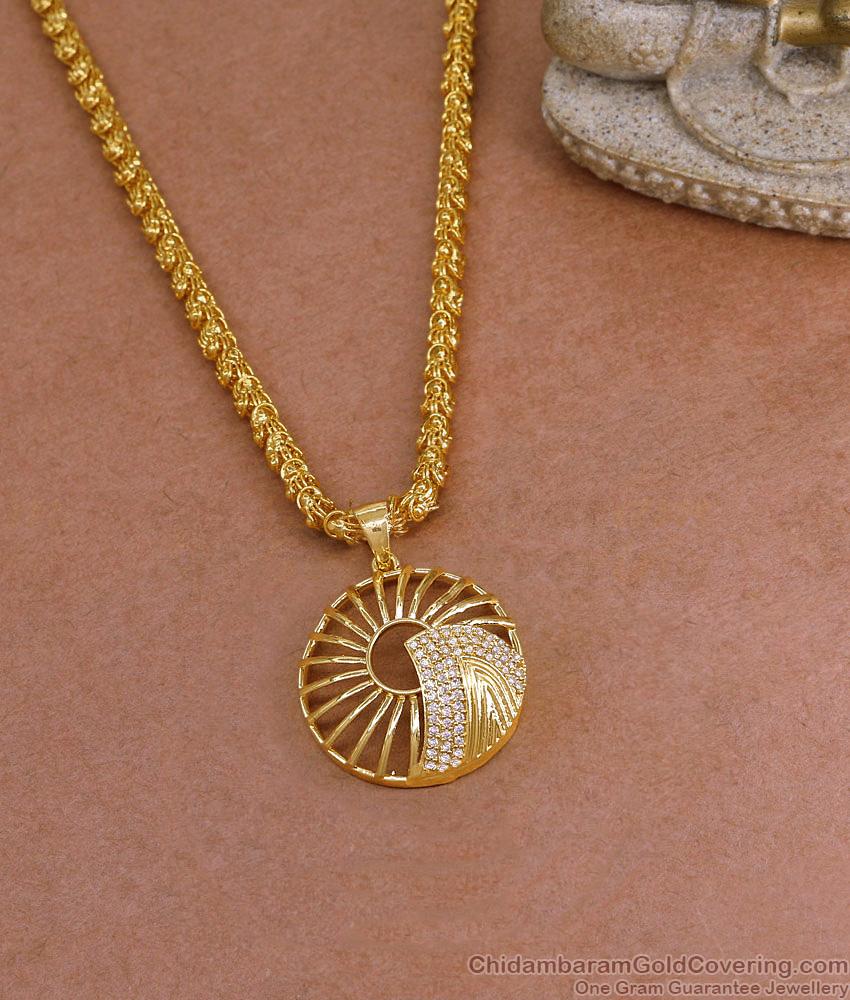 Stylish White Stone Gold Imitation Dollar Chain Design Online BGDR1505