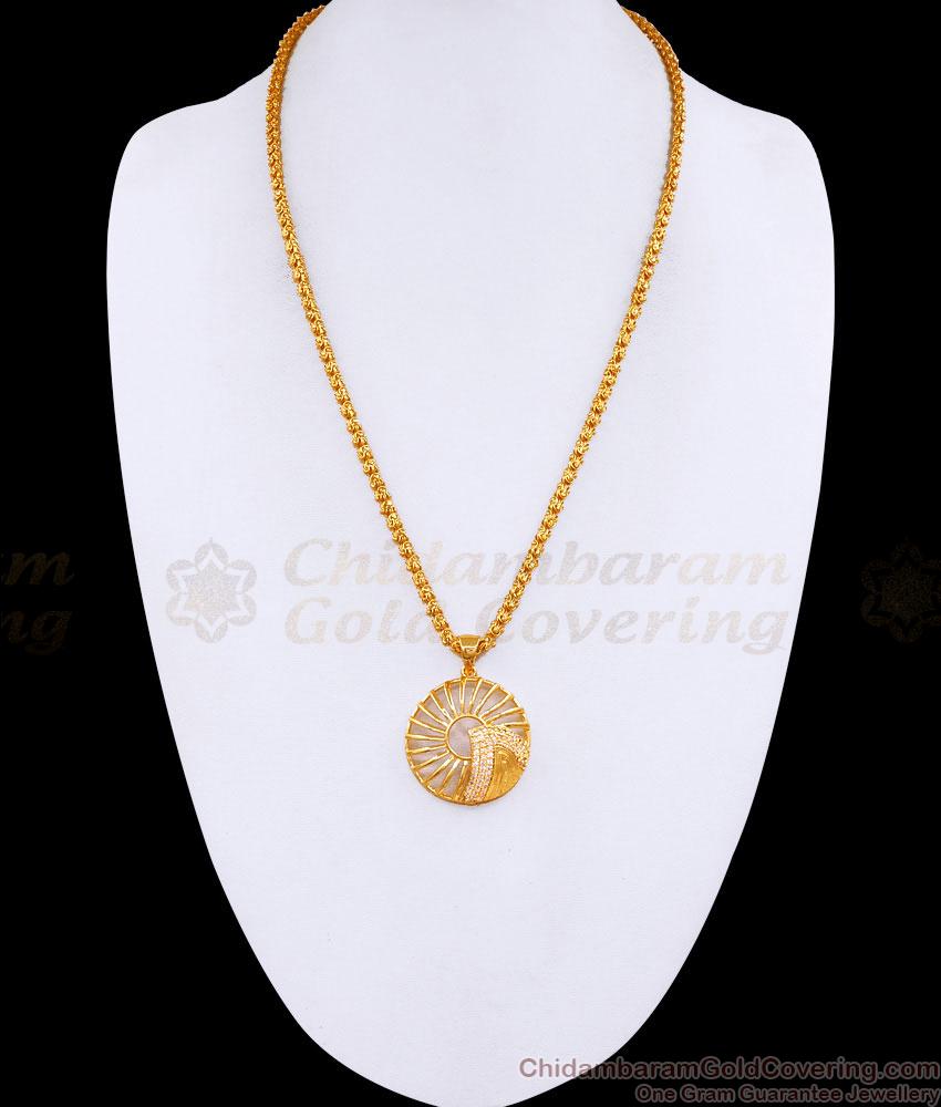 Stylish White Stone Gold Imitation Dollar Chain Design Online BGDR1505
