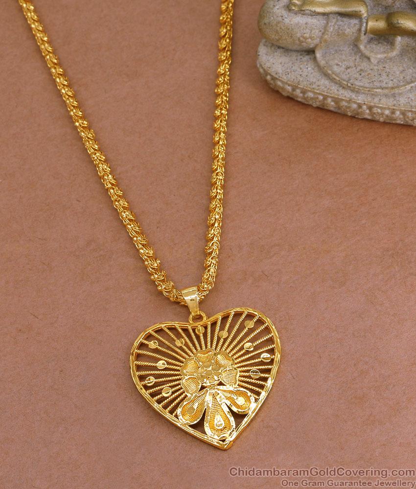 Plain One Gram Gold Heart Shaped Dollar Chain For Regular Wear BGDR1510