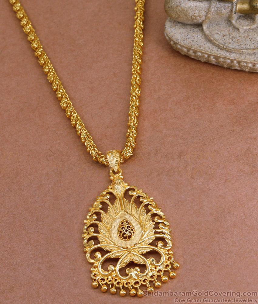 South Indian Plain Bridal Wear Gold Imitation Dollar Chain For Women BGDR1511