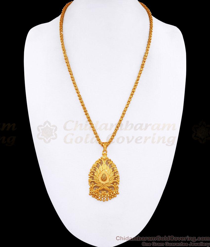 South Indian Plain Bridal Wear Gold Imitation Dollar Chain For Women BGDR1511