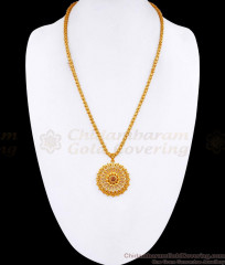 Stylish Ruby White Stone Flower Pendant With Chain For Women BGDR1512