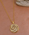 Thin 1 Gram Gold Wheat Chain With Diamond Pendant For College Girls BGDR1519