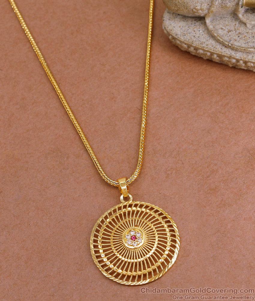 Light Weight One Gram Gold Round Dollar Chain With Stones BGDR1523 Light Weight One Gram Gold Round Dollar Chain With Stones BGDR1523