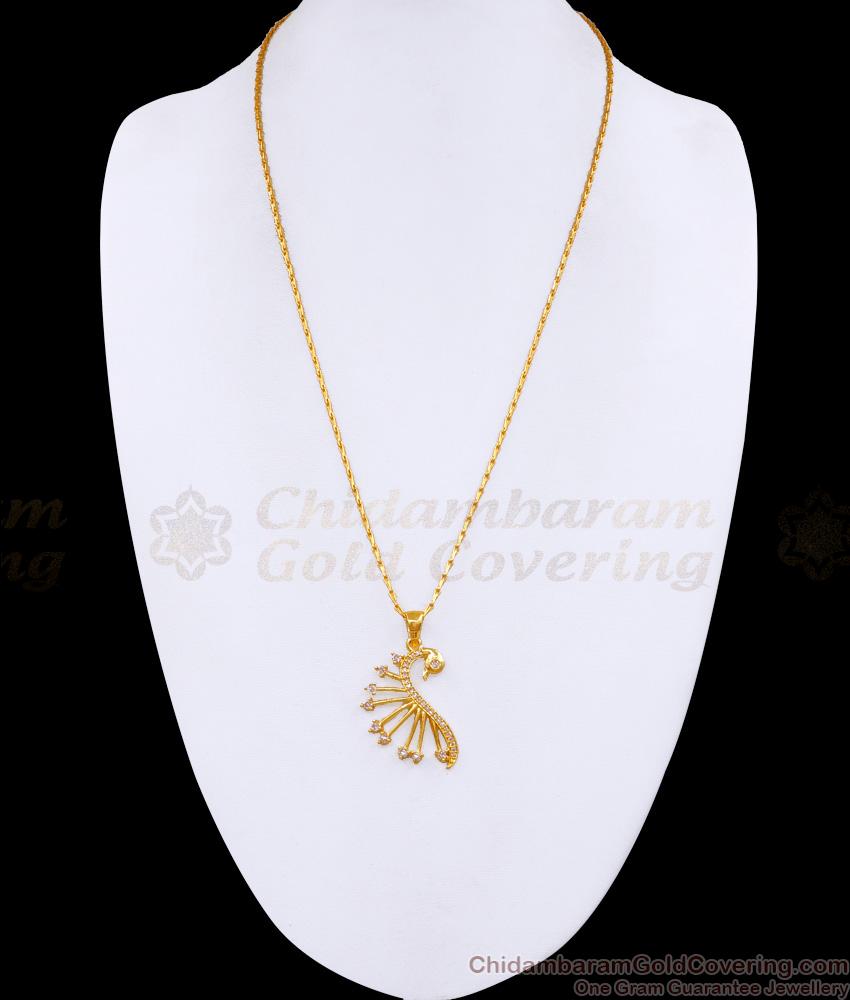 Beautiful American Diamond Peacock Dollar With Wheat Chain BGDR1527 Beautiful American Diamond Peacock Dollar With Wheat Chain BGDR1527
