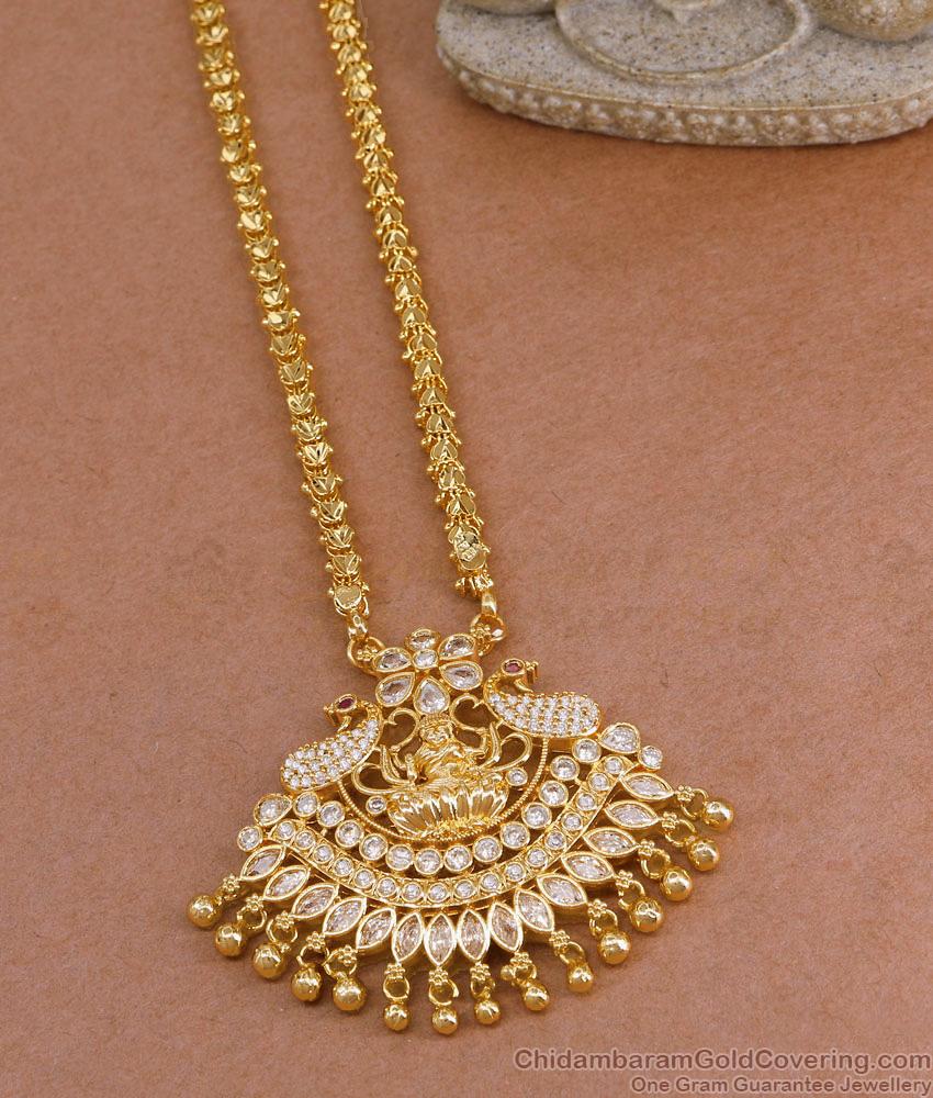 High Quality Lakshmi Peacock Design Stone Dollar Chain For Brides BGDR1534