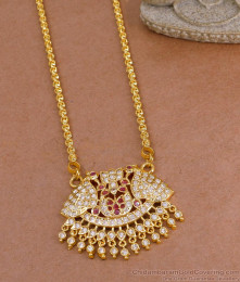 Latest Dual Peacock Impon Stone Dollar With Thin Gold Chain BGDR1543