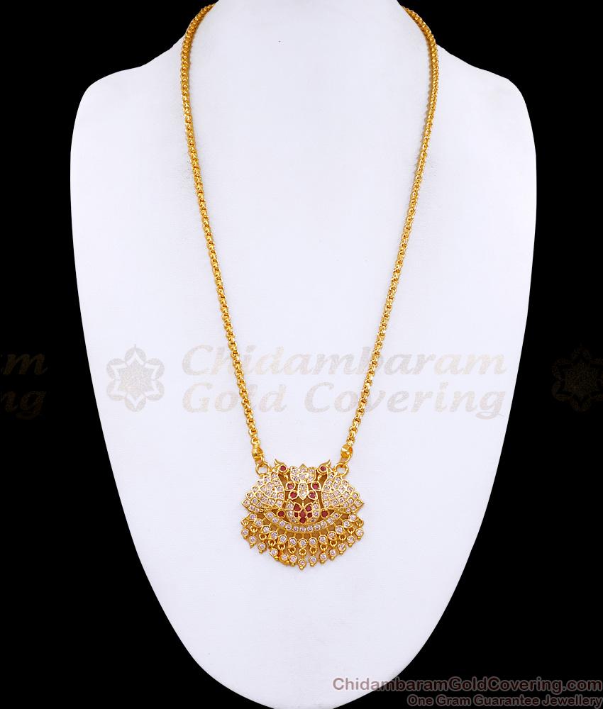 Latest Dual Peacock Impon Stone Dollar With Thin Gold Chain BGDR1543