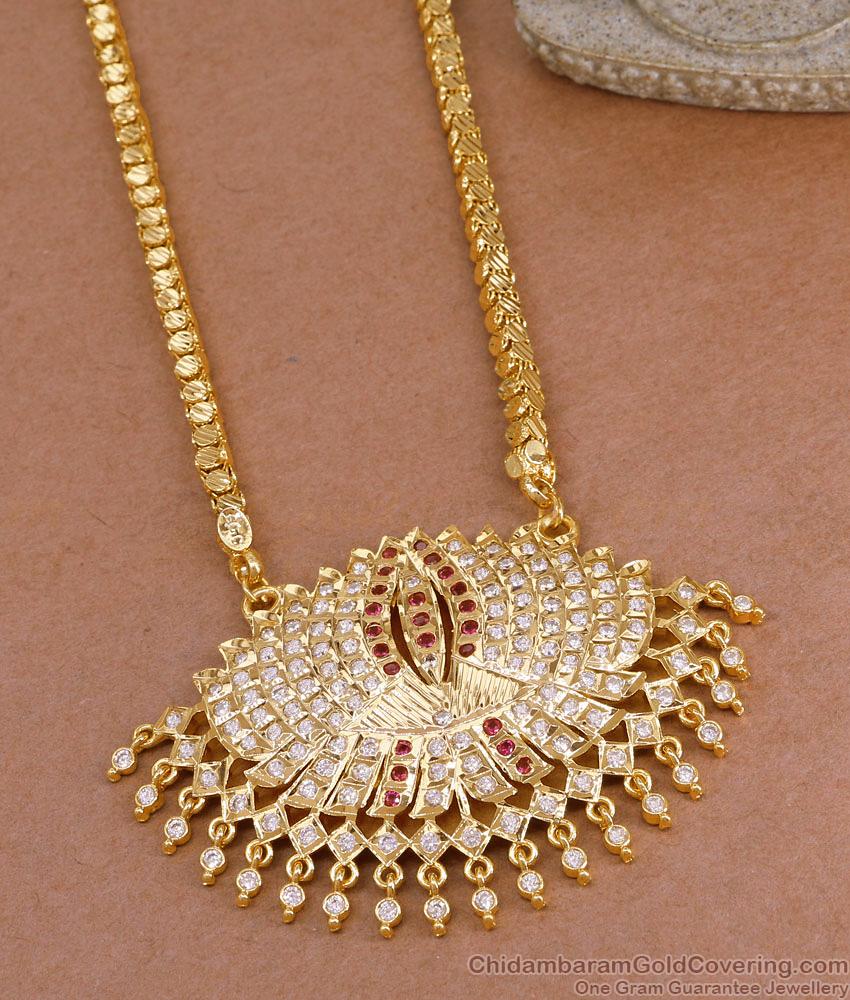Grand Look Big Impon Lotus Dollar With Gold Imitation Chain Online BGDR1544