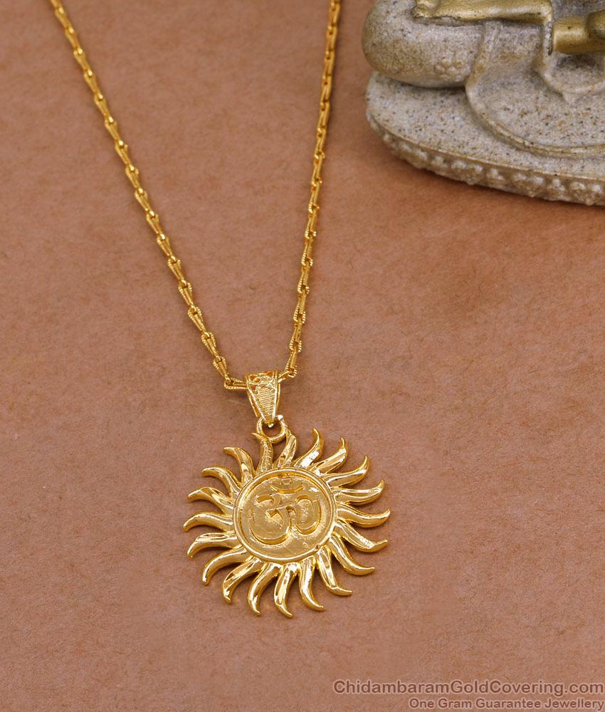Latest Plain One Gram Gold Om Symbol Dollar Chain Shop Online BGDR1550