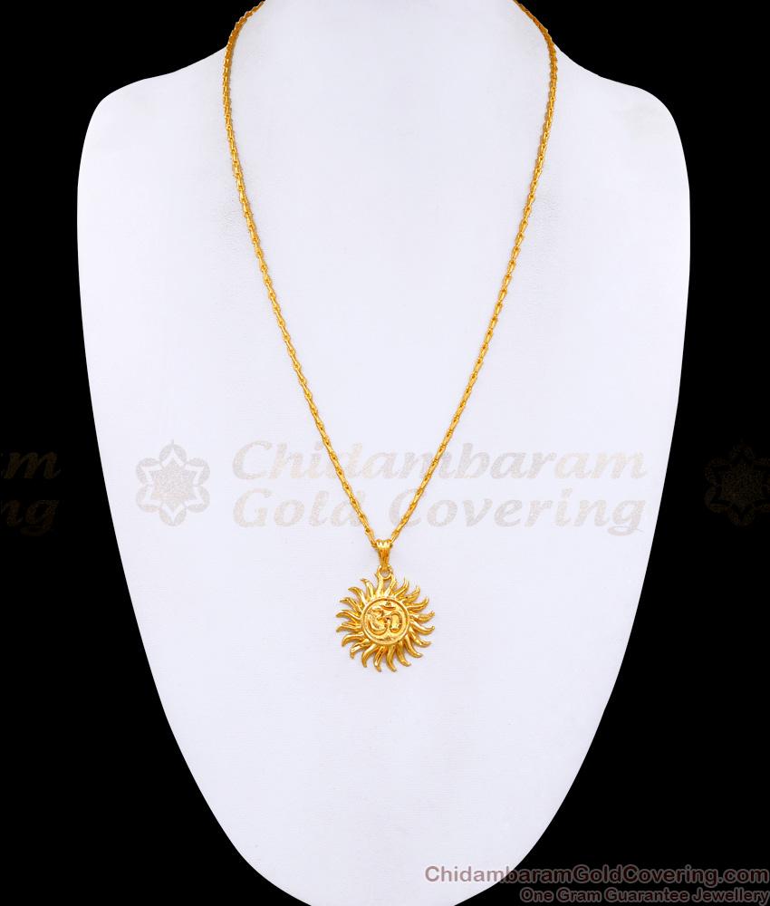Latest Plain One Gram Gold Om Symbol Dollar Chain Shop Online BGDR1550