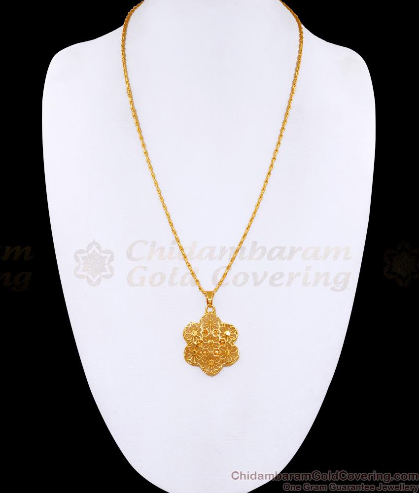 Elegant Flower Design Micro Gold Plated Dollar Chain For Women BGDR1551
