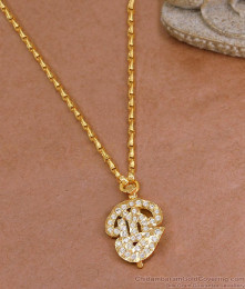 Pure Impon Panchaloha White Stone Om Dollar Chain For Daily Wear BGDR1553 Pure Impon Panchaloha White Stone Om Dollar Chain For Daily Wear BGDR1553