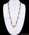 Traditional Two Line Black Beaded Long Mangalsutra With Stone Pendant BGDR1554