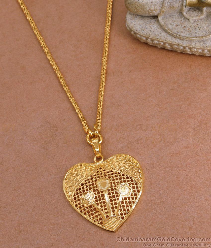 Pure Gold Tone Heart Shaped Dollar With Kodi Chain For Women BGDR1558 Pure Gold Tone Heart Shaped Dollar With Kodi Chain For Women BGDR1558