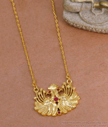 Beautiful Dual Peacock Design Ruby Stone Dollar Chain Imitation Jewelry BGDR1560 Beautiful Dual Peacock Design Ruby Stone Dollar Chain Imitation Jewelry BGDR1560