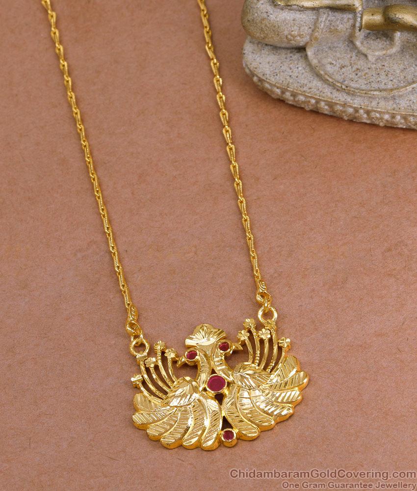 Beautiful Dual Peacock Design Ruby Stone Dollar Chain Imitation Jewelry BGDR1560 Beautiful Dual Peacock Design Ruby Stone Dollar Chain Imitation Jewelry BGDR1560