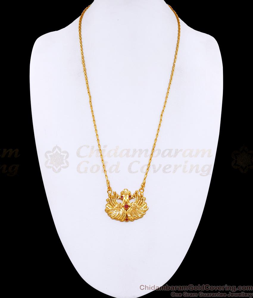 Beautiful Dual Peacock Design Ruby Stone Dollar Chain Imitation Jewelry BGDR1560 Beautiful Dual Peacock Design Ruby Stone Dollar Chain Imitation Jewelry BGDR1560