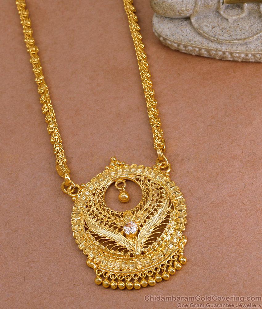 Buy Single White Stone Round Dollar Chain 1 Gram Gold Jewelry BGDR1562