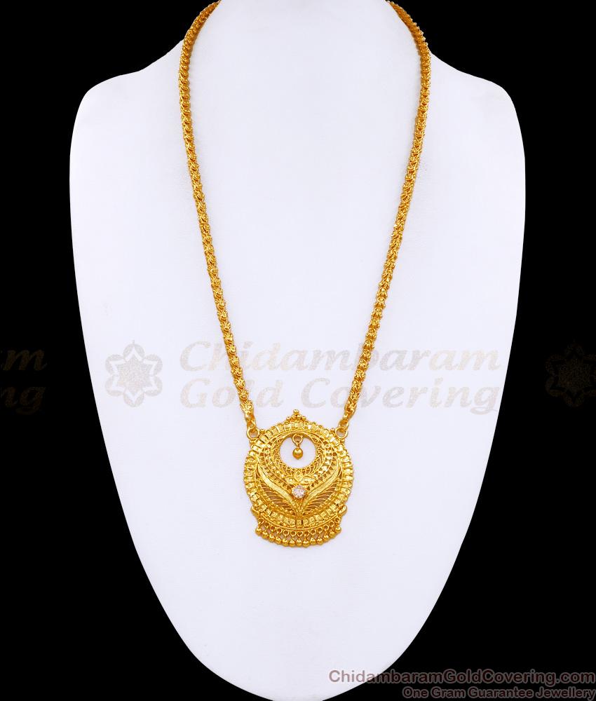 Buy Single White Stone Round Dollar Chain 1 Gram Gold Jewelry BGDR1562