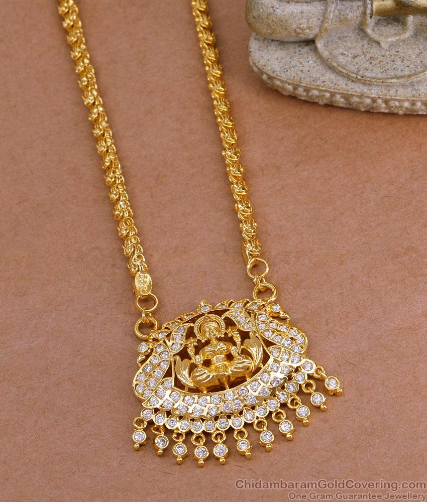 Traditional Full White Stone Lakshmi Dollar Chain Impon Jewelry For Women BGDR1563 Traditional Full White Stone Lakshmi Dollar Chain Impon Jewelry For Women BGDR1563