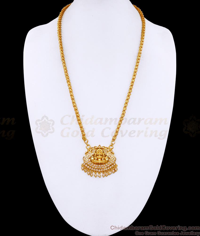 Traditional Full White Stone Lakshmi Dollar Chain Impon Jewelry For Women BGDR1563 Traditional Full White Stone Lakshmi Dollar Chain Impon Jewelry For Women BGDR1563