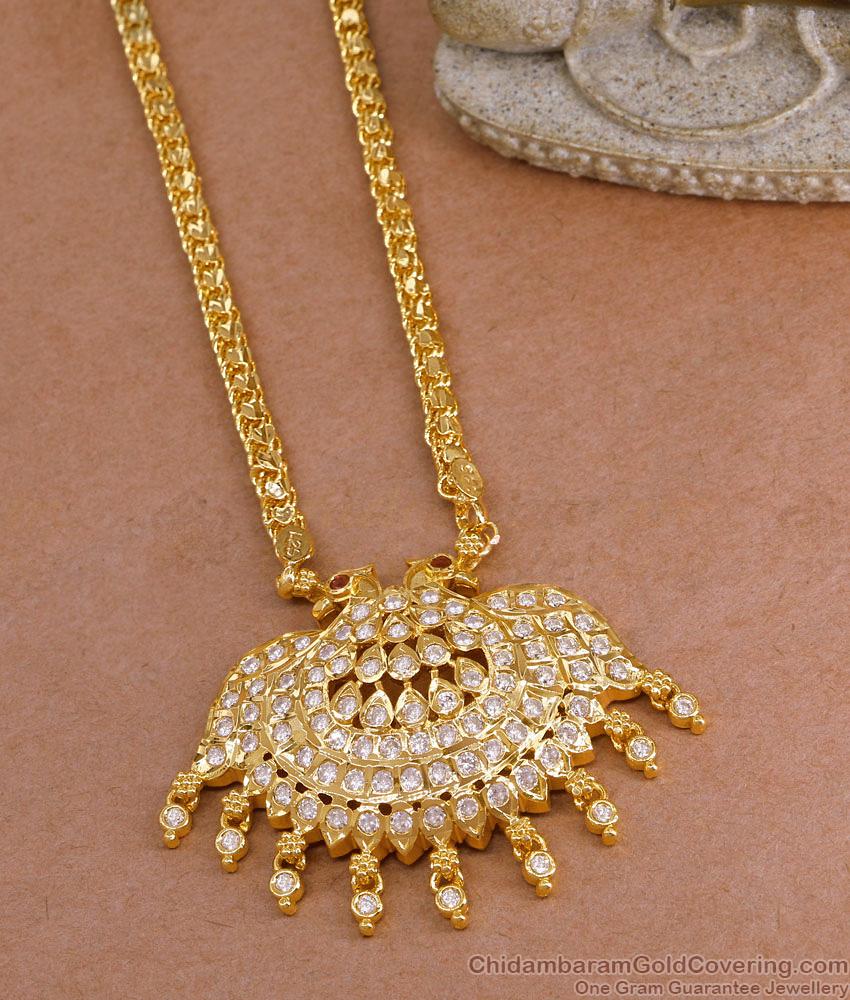 30 Inch Long Heavy Impon Panchaloha Gold Finish Peacock Dollar Chain Designs BGDR1565-Lg 30 Inch Long Heavy Impon Panchaloha Gold Finish Peacock Dollar Chain Designs BGDR1565-Lg