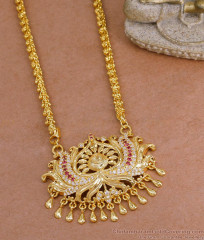 Latest One Gram Gold Ruby White Stone Lotus Dollar Chain Online BGDR1570 Latest One Gram Gold Ruby White Stone Lotus Dollar Chain Online BGDR1570