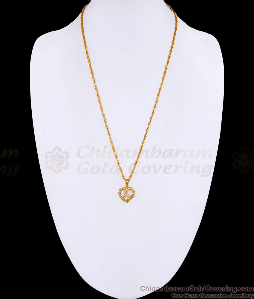 Full White Stone Heart Dollar With Gold Imitation Spiral Chain Online BGDR1573